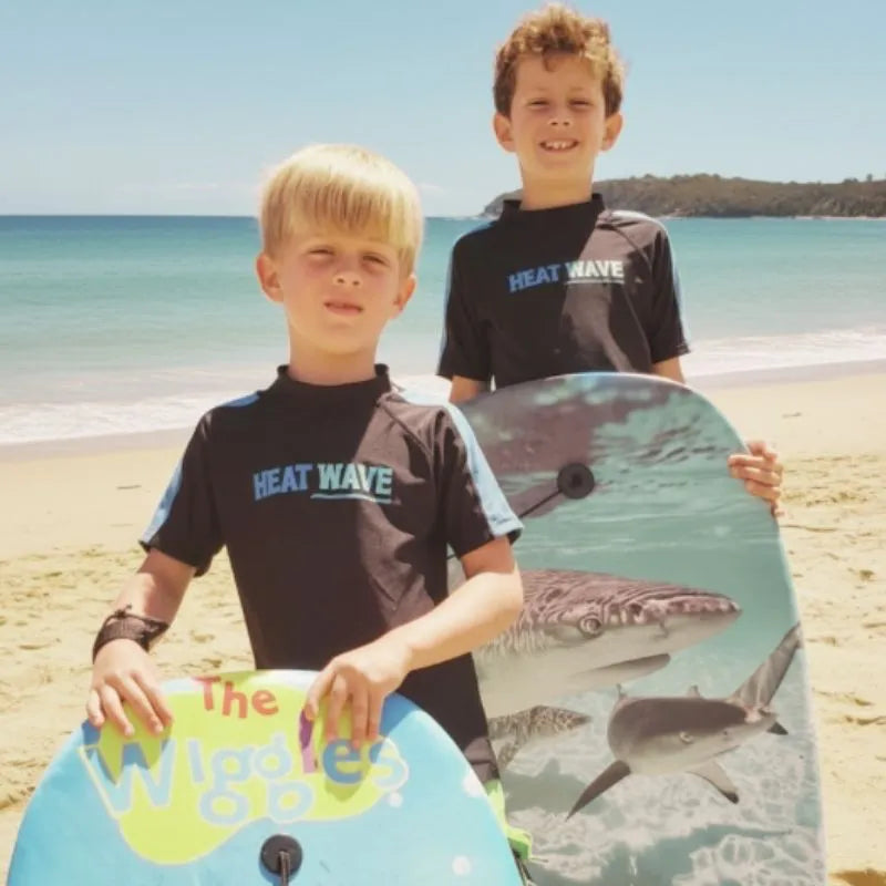 Founders on the beach as children, lifestyle editorial image for brand story.